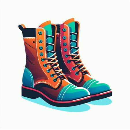 Vector illustration of a pair of boots isolated on a white background.のイラスト素材