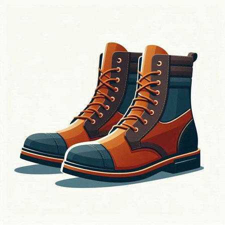 Hiking boots isolated on white background. Vector illustration. Eps 10.のイラスト素材