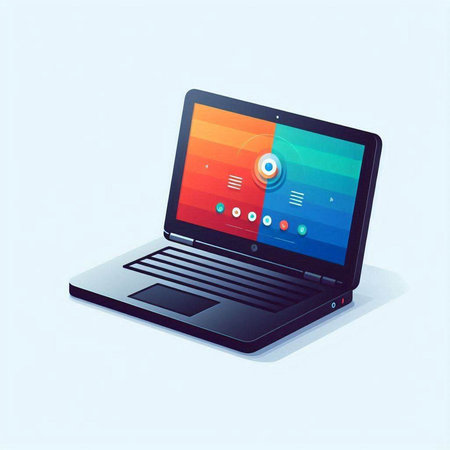 Laptop computer with colorful screen. Vector illustration. Eps 10.のイラスト素材
