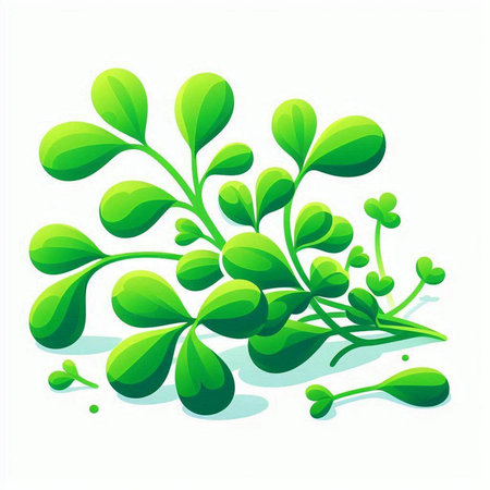 Illustration of green leaves on a white background. Vector illustration.のイラスト素材