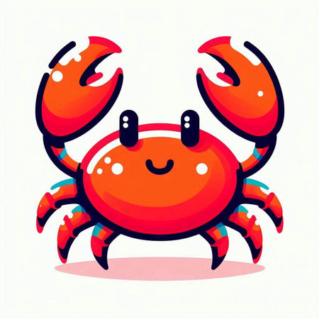 Cute cartoon red crab isolated on white background. Vector illustration.のイラスト素材