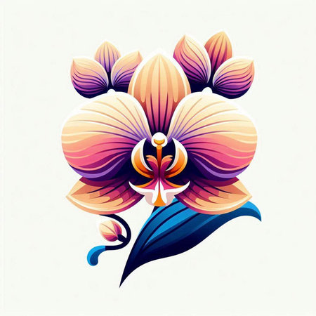Orchid flower vector illustration. Floral design element with orchids.のイラスト素材