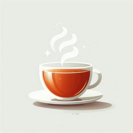 Coffee cup with steam on a white background. Vector illustration.のイラスト素材