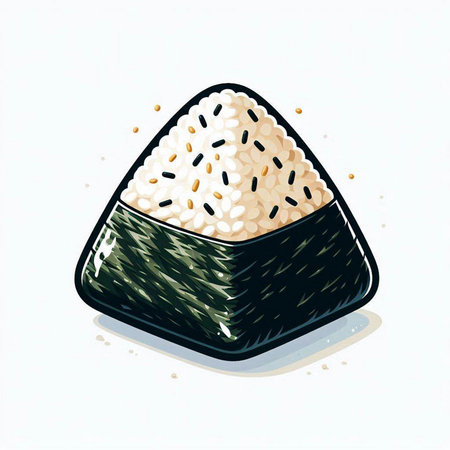 Illustration of rice in a black box on a white background.のイラスト素材