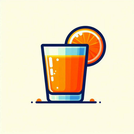 Orange juice in a glass with a slice of orange. Vector illustration.のイラスト素材