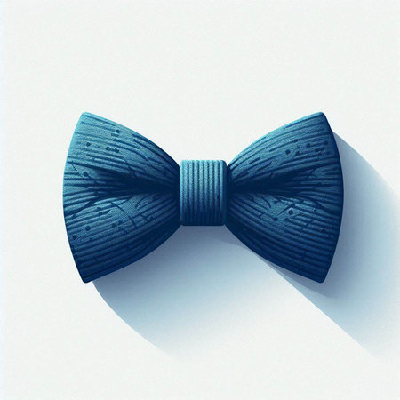 Blue bow tie isolated on white background. 3d render illustration.