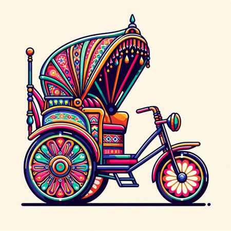 Tuk-tuk, hand drawn vector illustration in retro style