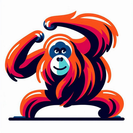 Orangutan mascot vector illustration. Isolated on white background.のイラスト素材