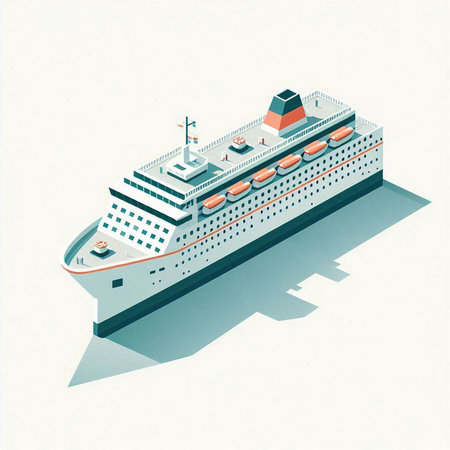cruise ship on a white background. 3d isometric illustrationのイラスト素材