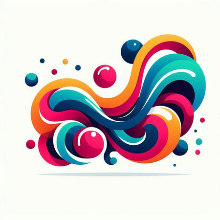 abstract colorful vector background with circles, waves and bubbles. Vector illustrationのイラスト素材