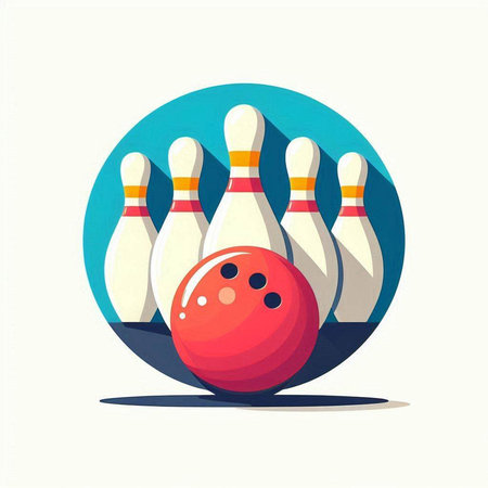 Bowling icon. Bowling ball and skittles. Vector illustrationのイラスト素材