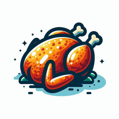 Vector cartoon illustration of roasted turkey. Isolated on white background.のイラスト素材