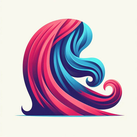 Abstract wave in blue and red colors on white background. Vector illustration.のイラスト素材