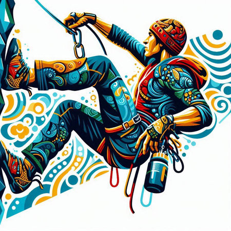 Vector illustration of a strong man with a rope in his hand.のイラスト素材