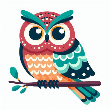 Cute cartoon owl. Vector illustration isolated on a white background.のイラスト素材