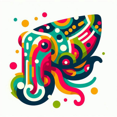 abstract colorful background with swirls and dots. Vector illustration.のイラスト素材