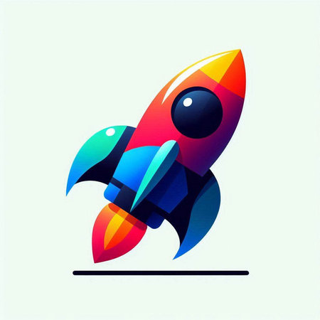 Rocket logo. Vector illustration of a colorful rocket on a white background.