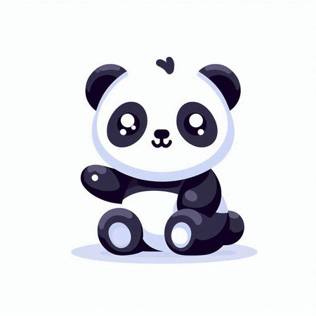 Cute panda cartoon character. Vector illustration in flat style.のイラスト素材
