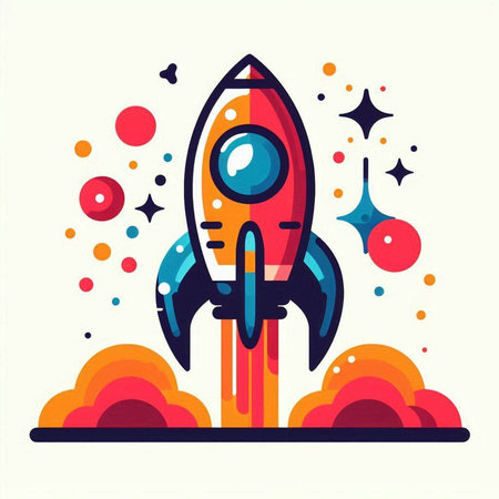 Space rocket vector illustration. Flat design style modern colorful vector illustration.のイラスト素材