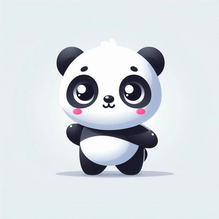 Cute cartoon panda. Vector illustration isolated on white background.のイラスト素材
