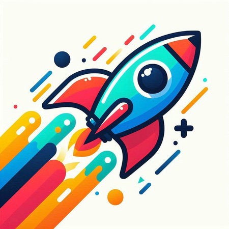 Colorful rocket icon on a white background. Vector illustration. Eps 10のイラスト素材