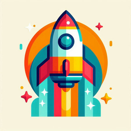 Space rocket in flat design style. Vector illustration. Eps 10.のイラスト素材