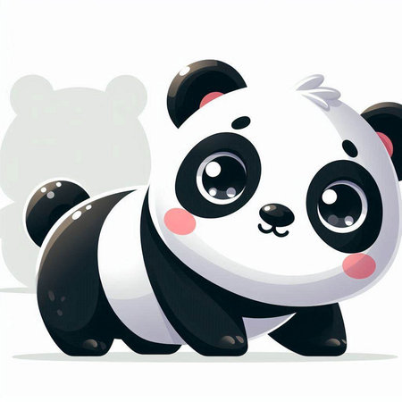 cute cartoon panda on white background, vector illustration, epsのイラスト素材