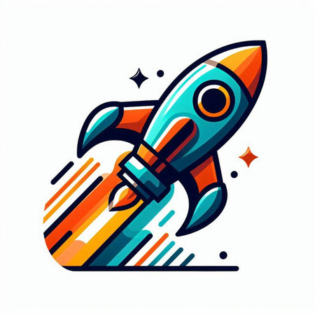Rocket icon. Vector illustration in flat style. Isolated on white background.のイラスト素材