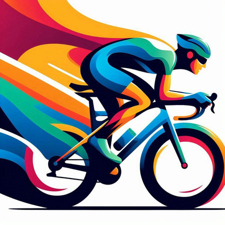 Cyclist riding on colorful background, vector illustration eps10のイラスト素材