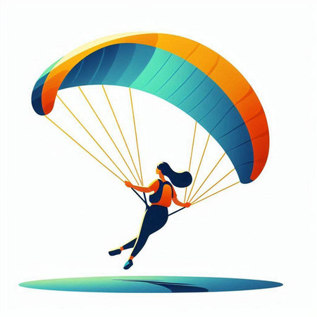 Paraglider flying in the blue sky. Vector illustration.のイラスト素材