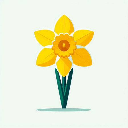 yellow daffodil flower isolated on white background. vector illustrationのイラスト素材