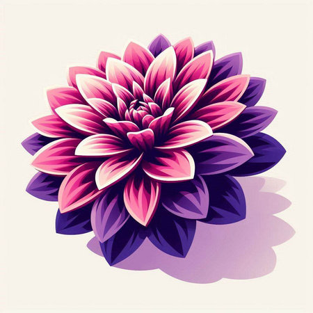 Illustration of a purple dahlia flower on a white backgroundのイラスト素材