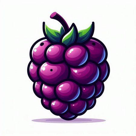 Ripe blackberry on a white background. Vector illustration of berry.