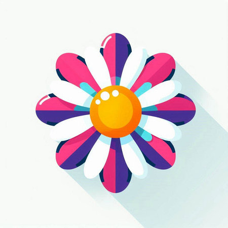 Flower icon with long shadow on white background, vector illustration.のイラスト素材