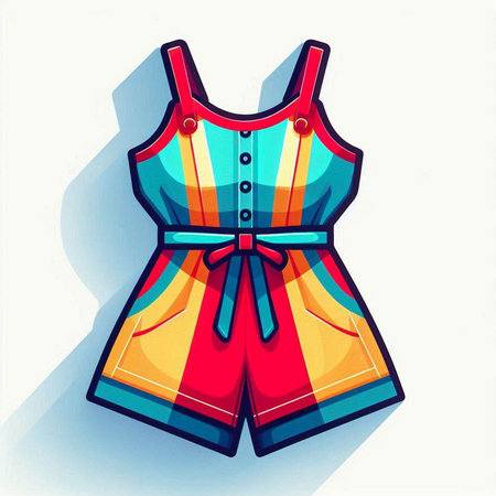 Illustration of a summer swimsuit in retro style. Vector illustration.