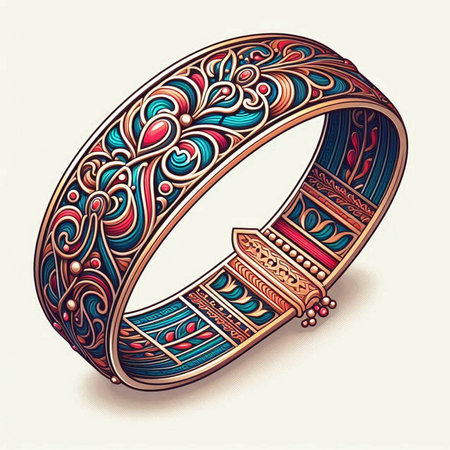 Wedding ring with ethnic ornaments. Vector illustration.