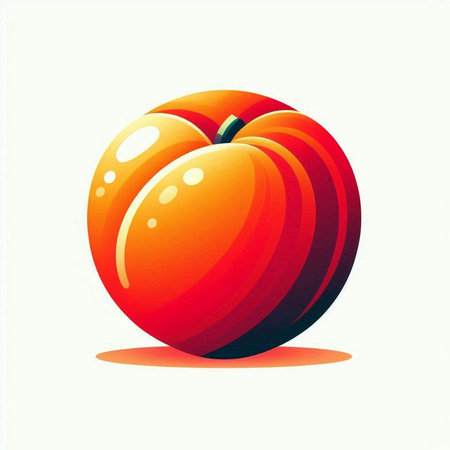 Piece of ripe juicy peach on a white background. Vector illustrationのイラスト素材