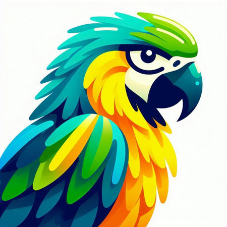 Colorful macaw parrot on white background. Vector illustration.のイラスト素材