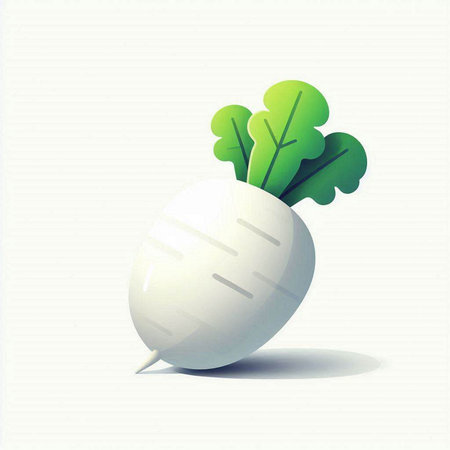 Radish with green leaves on a white background. Vector illustration.のイラスト素材