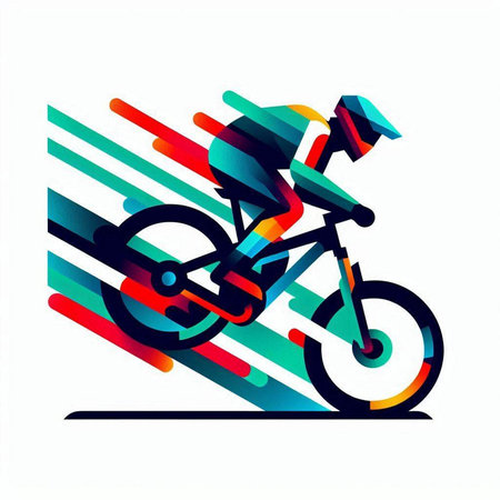 Cyclist silhouette with colorful abstract background. Vector illustration. Eps 10.のイラスト素材