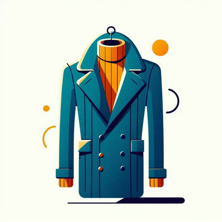 Vector illustration of a coat in retro style on a white background.のイラスト素材