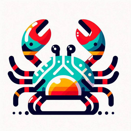 Crab with wrench. Vector illustration. Colorful crab with wrench.のイラスト素材