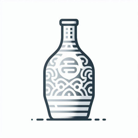 Oriental vase with ornament. Hand drawn vector illustration.のイラスト素材