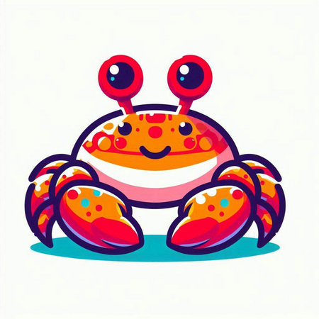 Cute cartoon crab. Vector illustration isolated on a white background.のイラスト素材