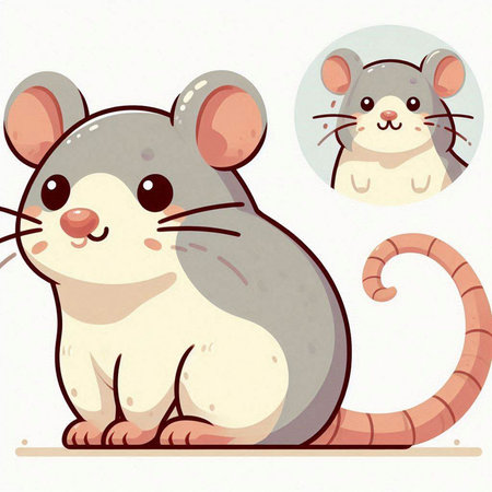 Cute rat and mouse. Vector illustration of a rat and mouse.のイラスト素材