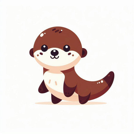 Cute little baby otter. Vector illustration in cartoon style.のイラスト素材