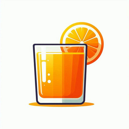Orange juice in a glass isolated on white background. Vector illustration.のイラスト素材