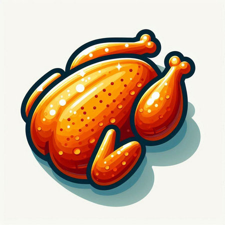 Roast chicken. Vector illustration isolated on white background. Cartoon style.のイラスト素材