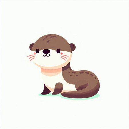 Cute cartoon otter. Vector illustration on a white background.のイラスト素材