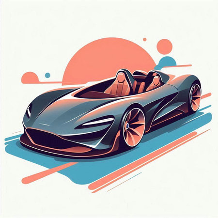 Futuristic sports car in the style of pop art. Vector illustration.のイラスト素材